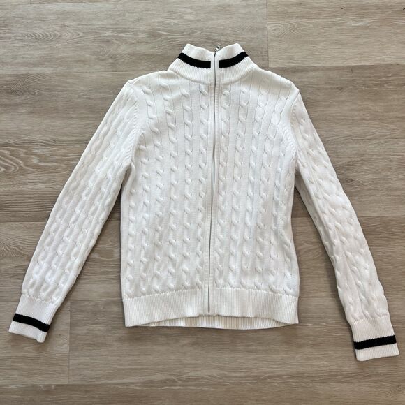 Lauren Ralph Lauren Cable Knit White Zip Up Women's-Size L - Picture 1 of 7